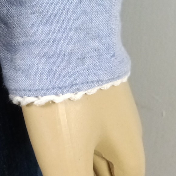 Vintage Bill Blass Denim Embroidered button down long sleeve top blouse - Picture 6 of 12